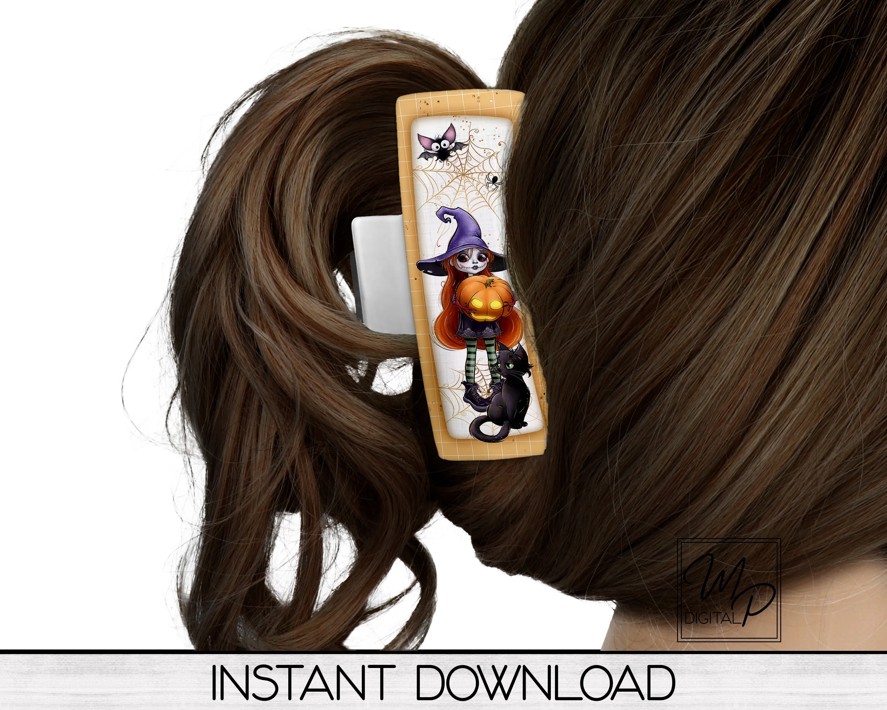 Happy Halloween Witch Hair Clip PNG Sublimation Design, Digital Download
