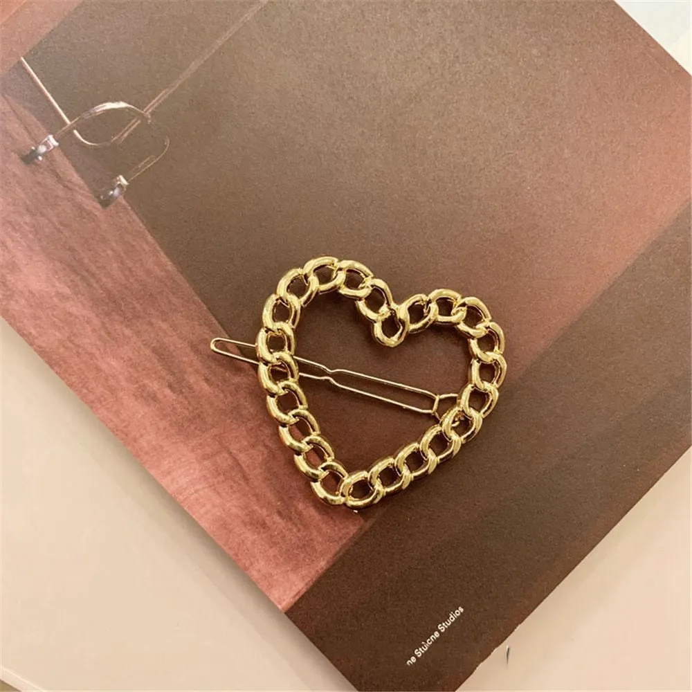 Heart Chain Gold Hair Clip