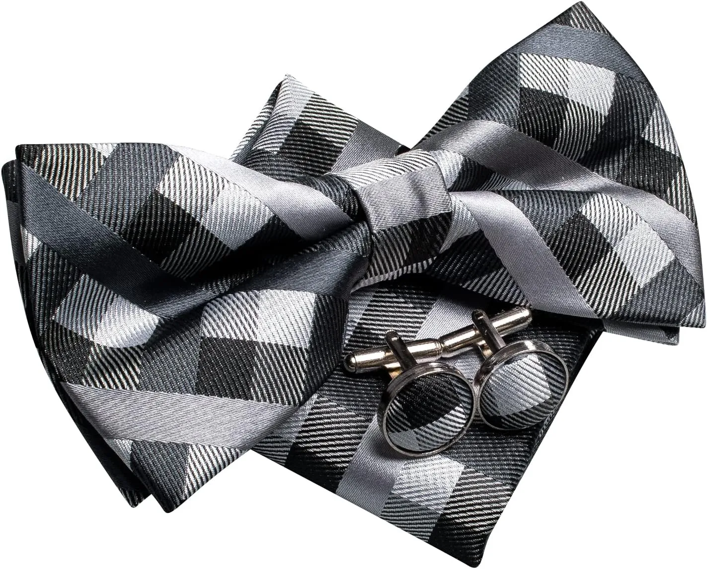 Hi-Tie Bow Ties for Men Pre-Tied Pocket Square with Cufflinks Mens Bowtie Sets for Wedding Formal Party