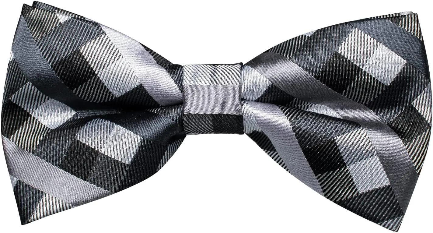 Hi-Tie Bow Ties for Men Pre-Tied Pocket Square with Cufflinks Mens Bowtie Sets for Wedding Formal Party