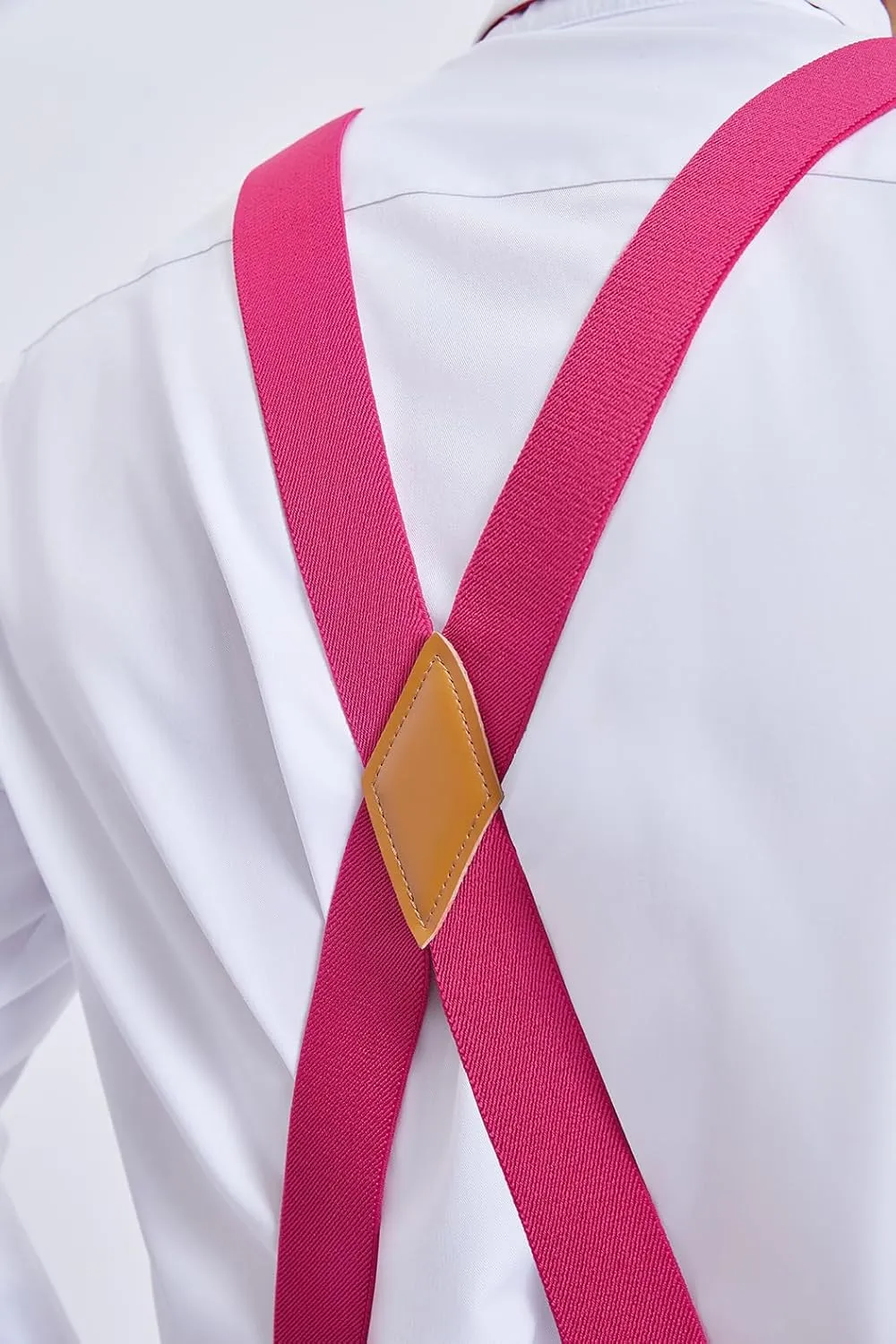 HISDERN Bow Tie and Suspenders for Men Elastic X-Back Suspender and Bowtie Set Adjustable Braces for Wedding Tuxedo