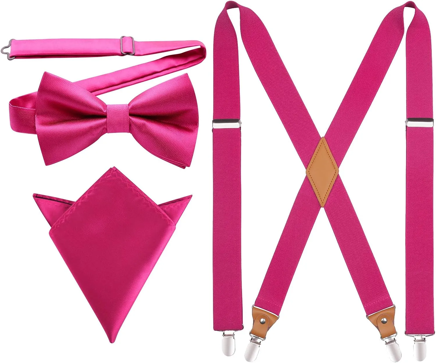 HISDERN Bow Tie and Suspenders for Men Elastic X-Back Suspender and Bowtie Set Adjustable Braces for Wedding Tuxedo
