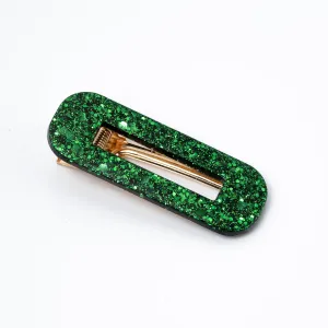 Holly Glitter Rectangular Hair Clip