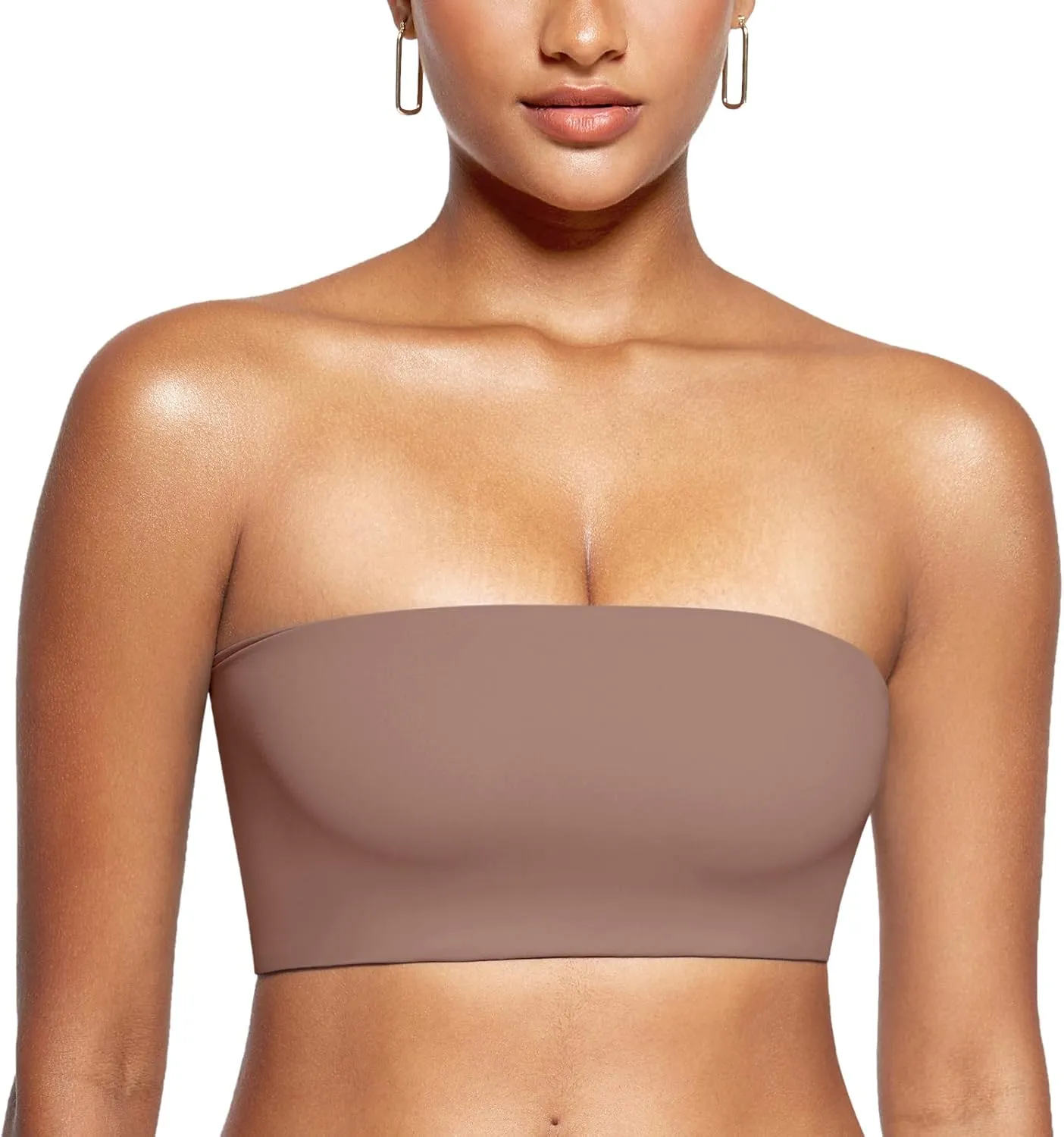 INLYRIC Women's Inbarely Strapless Bandeau Bra Bralette Tube Top Seamless Comfortable Stretchy Non Padded Bras Tops