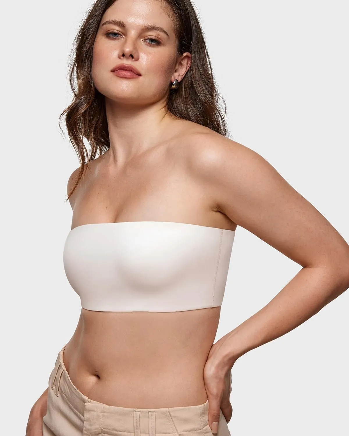 INLYRIC Women's Inbarely Strapless Bandeau Bra Bralette Tube Top Seamless Comfortable Stretchy Non Padded Bras Tops