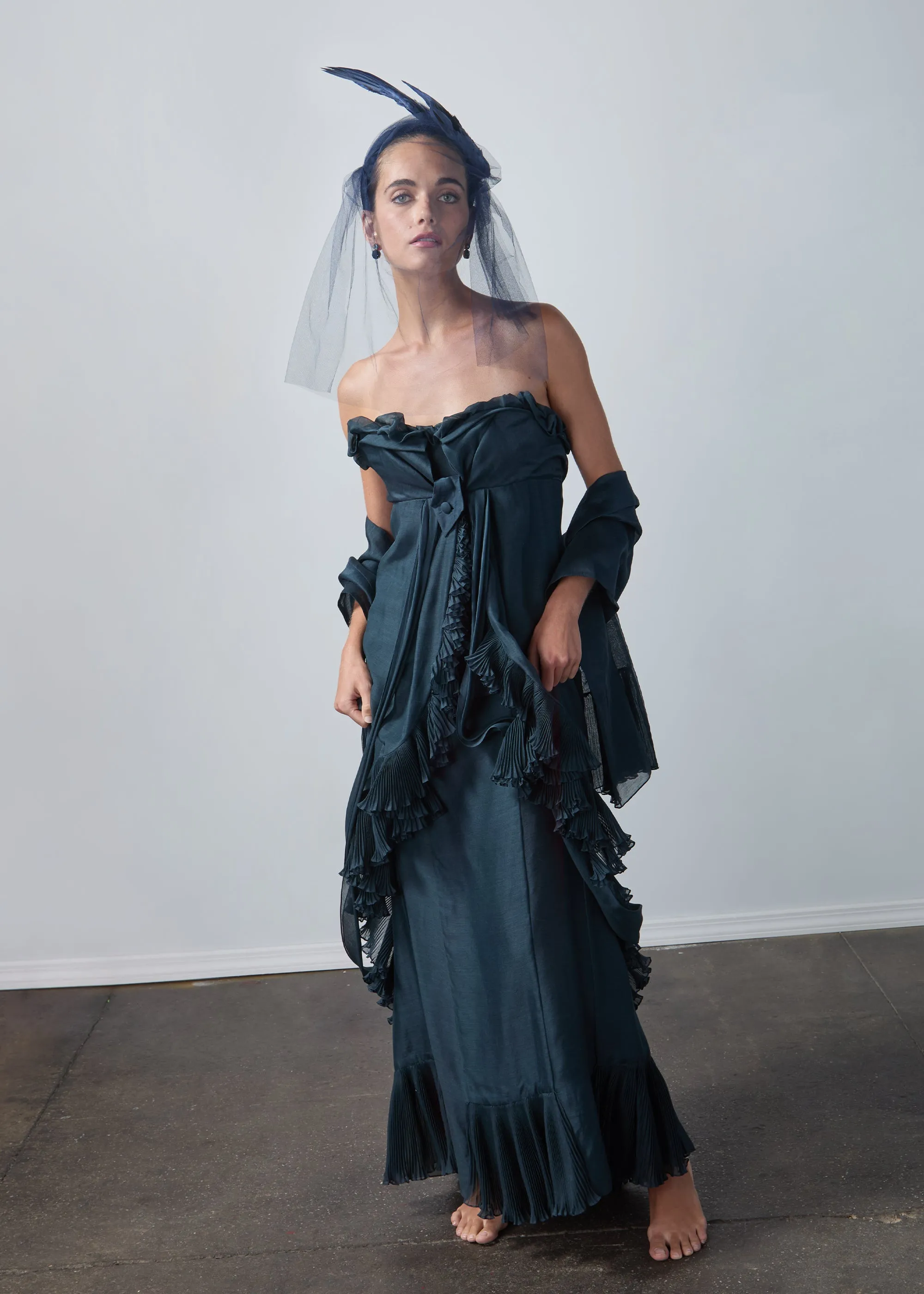 Jennifer Behr x New York Vintage Josephine Headpiece -- Sapphire