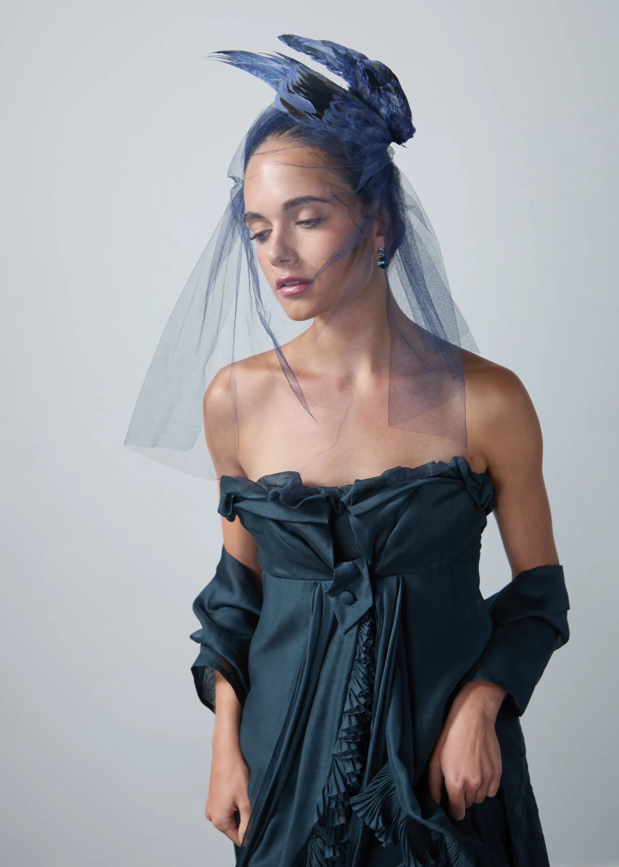 Jennifer Behr x New York Vintage Josephine Headpiece -- Sapphire