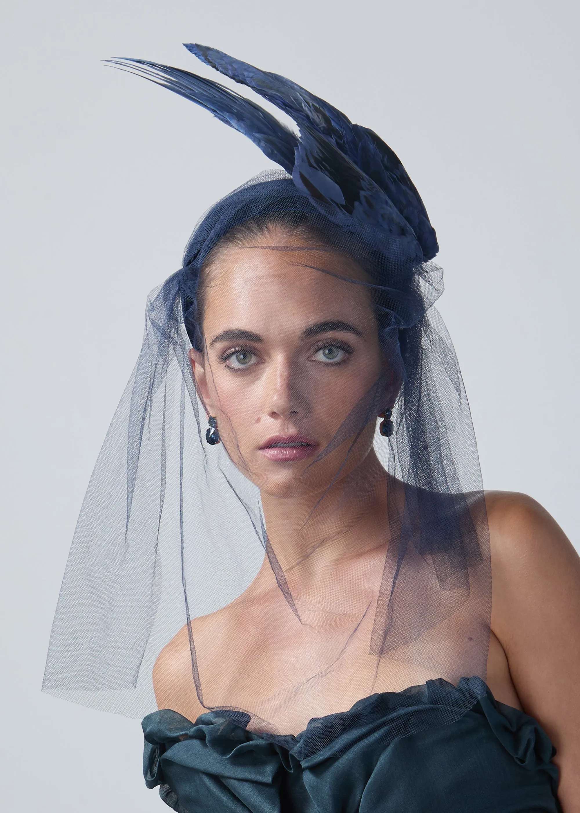 Jennifer Behr x New York Vintage Josephine Headpiece -- Sapphire