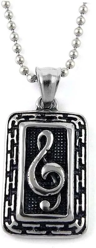 Jewelry Stainless Steel Bead Chain Pendant, Music Note Bar
