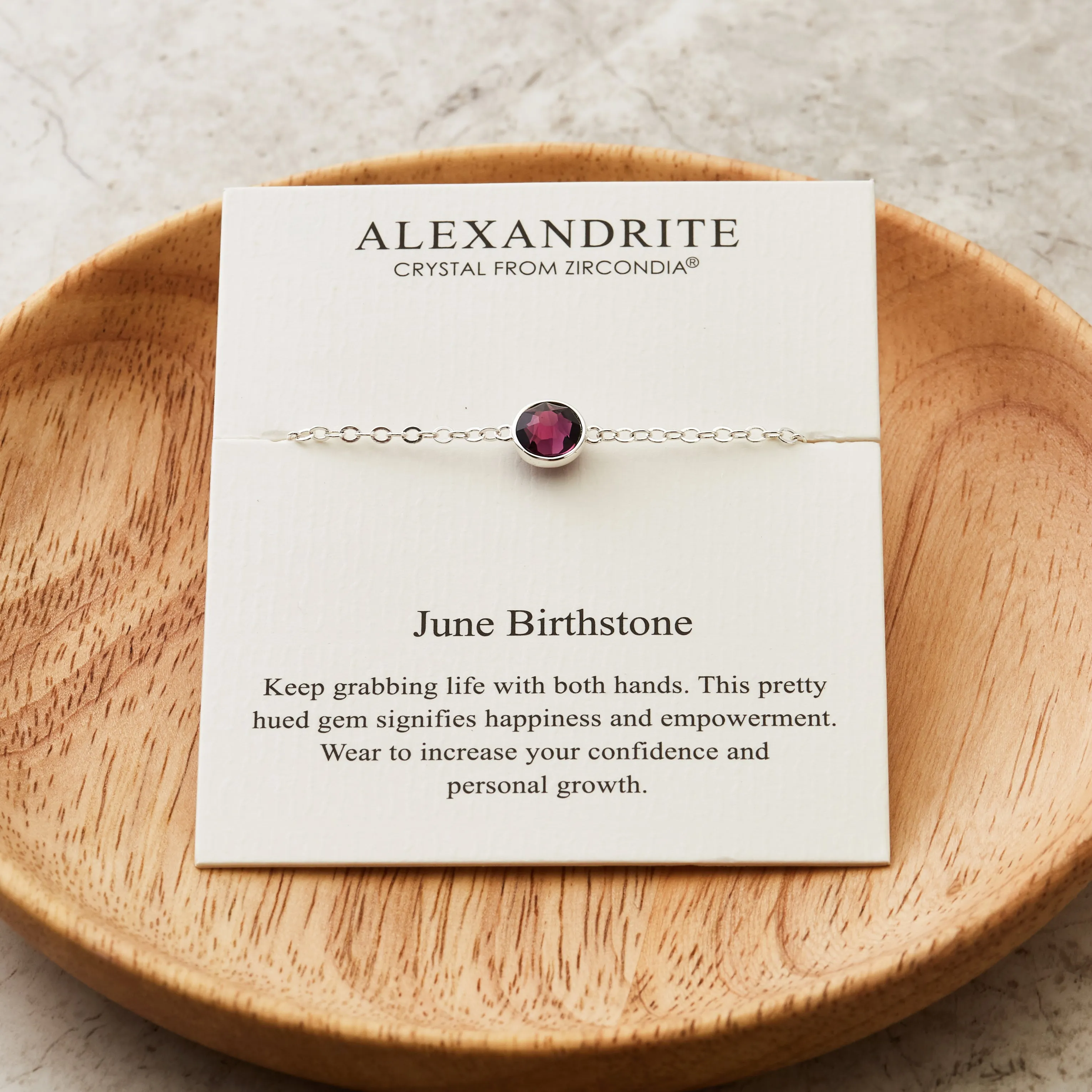 June (Alexandrite) Birthstone Anklet Created with Zircondia® Crystals