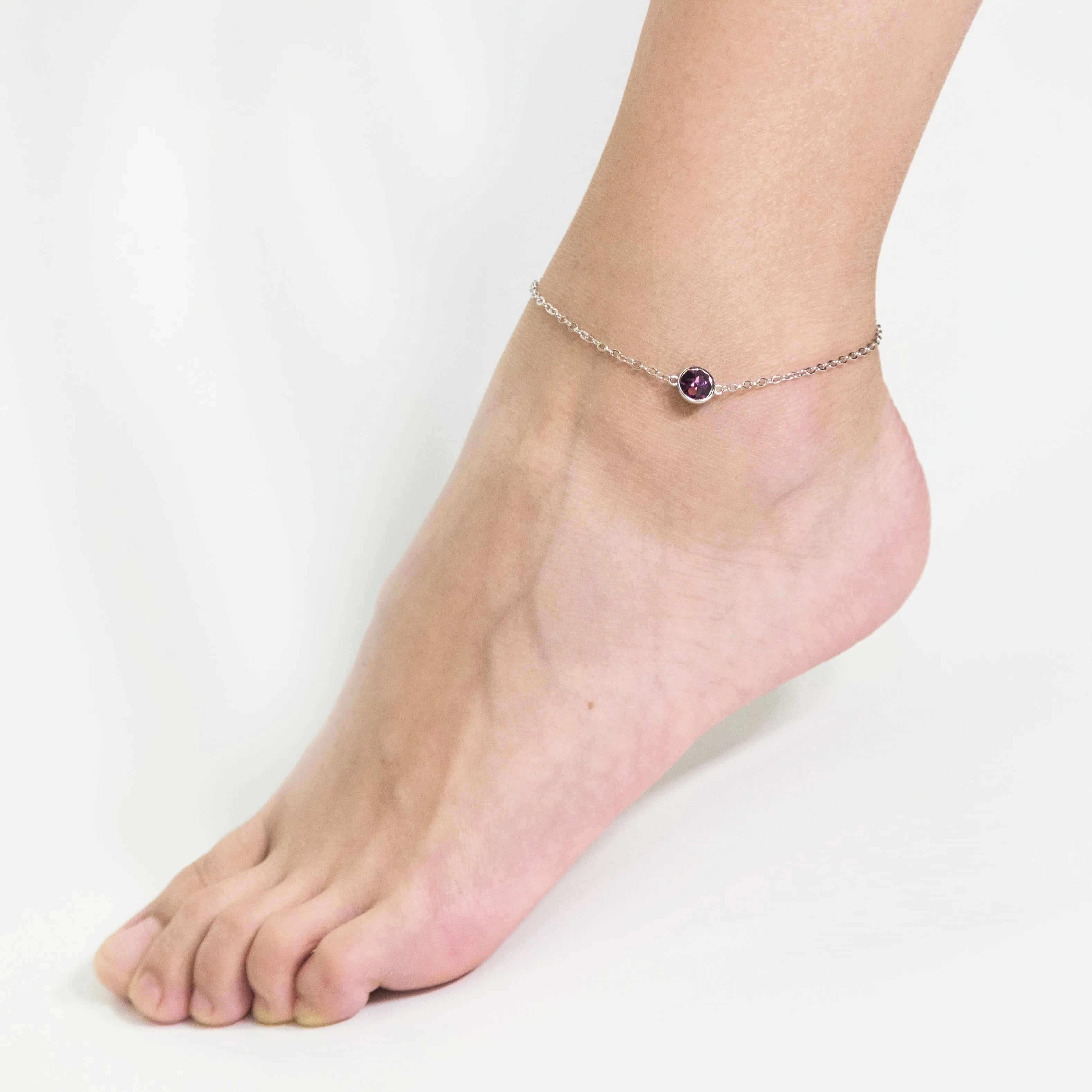 June (Alexandrite) Birthstone Anklet Created with Zircondia® Crystals