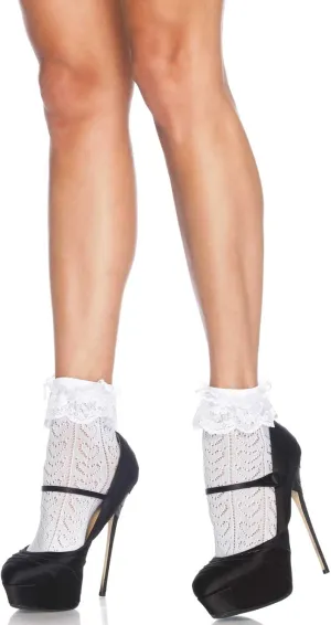 Leg Avenue Women's Lace Ruffle Anklet Socks