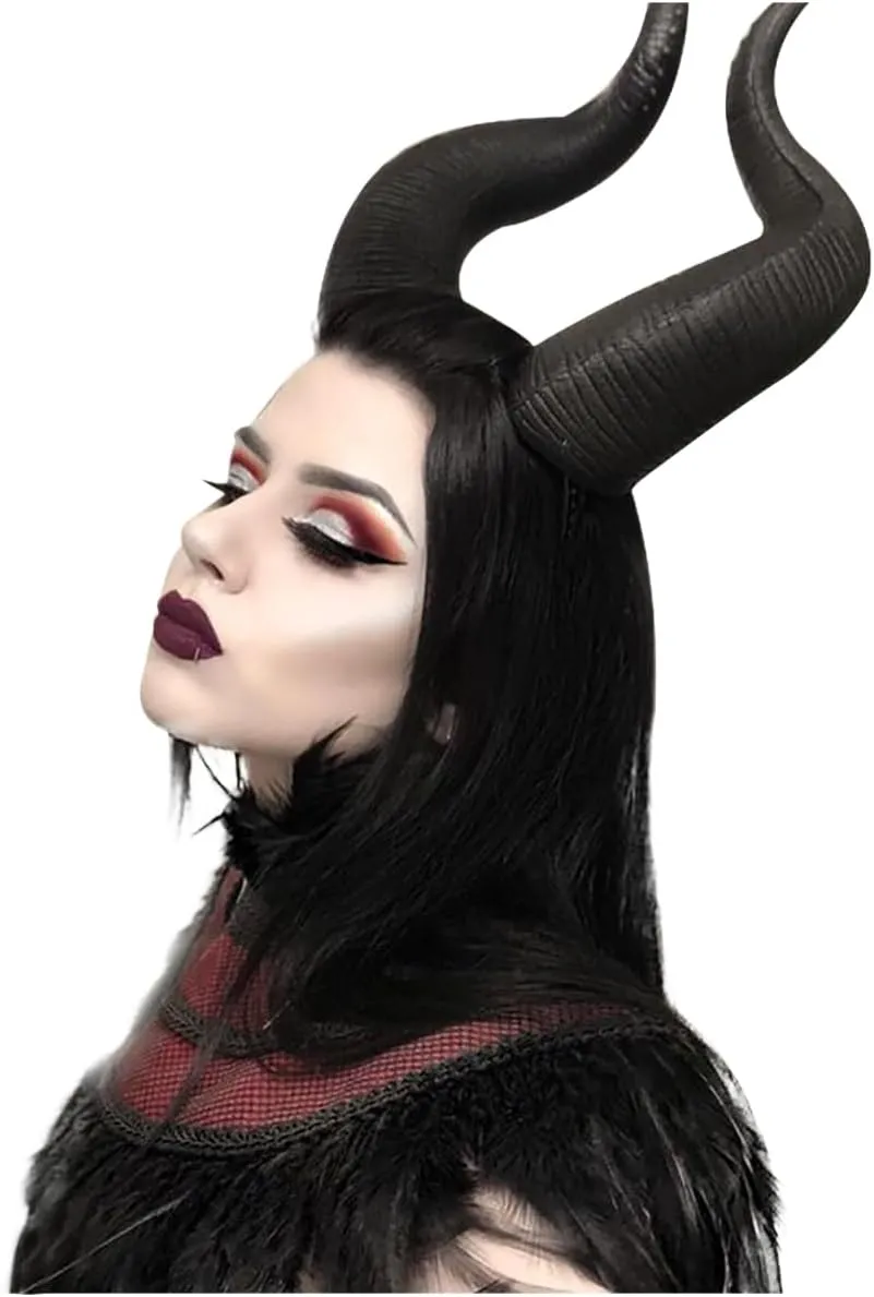 L'VOW Demon Horns Cosplay Devil Horns Headband Witch Horn Headpiece Halloween Costume Headdress