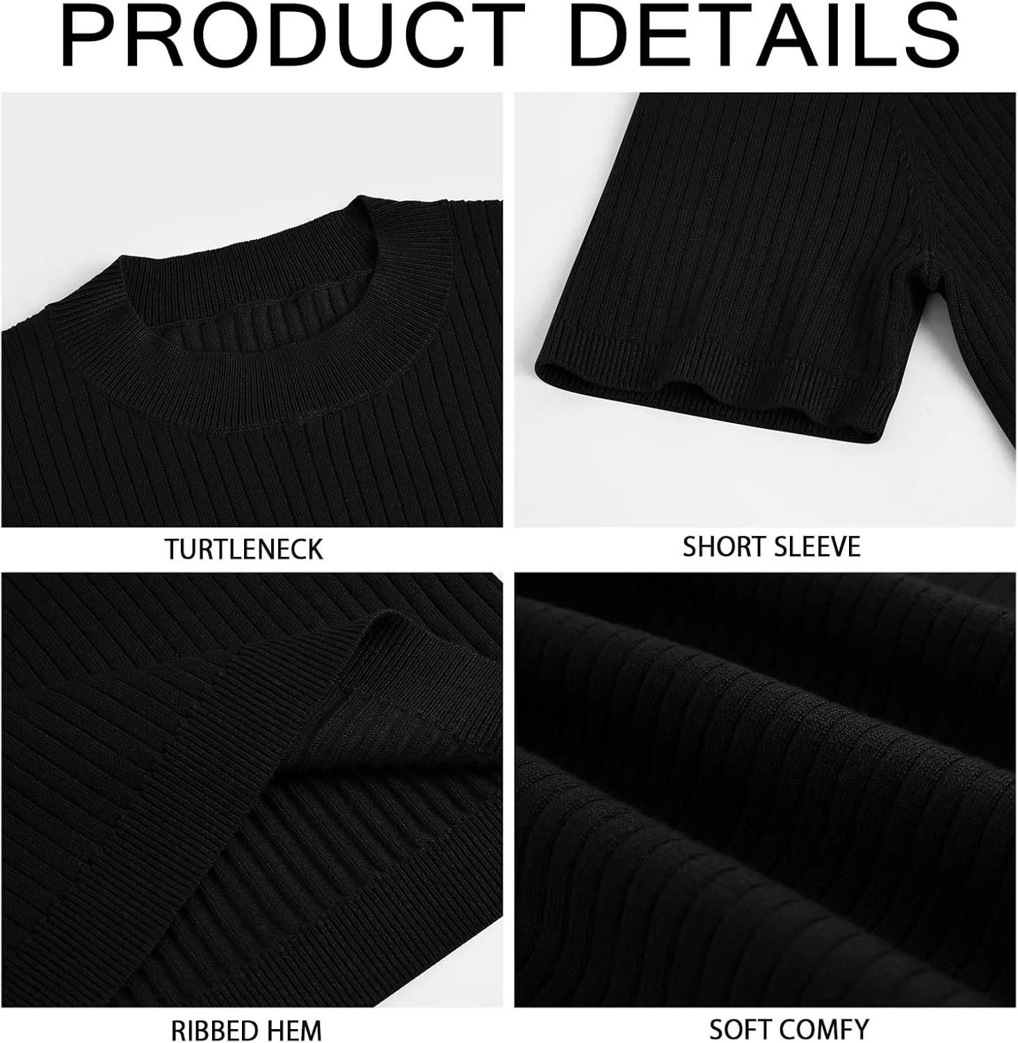 Mens Casual Slim Fit Basic Tops Short Sleeve Shirt Turtleneck T Shirts Rib Knitted Stretch Pullover Sweater