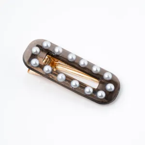 Mocha Pearl Rectangular Hair Clip