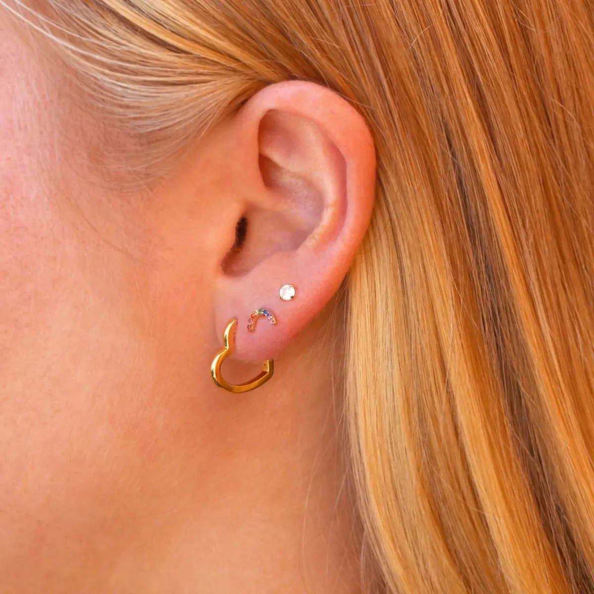 Open Heart Hinged Huggie Hoop Earrings