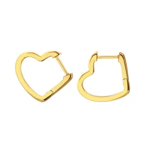 Open Heart Hinged Huggie Hoop Earrings