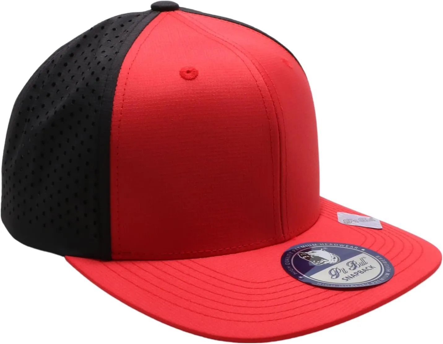Pit Bull Premium Headwear Cambridge Perforated Mesh Flat Bill Brim Adjustable Snapback Hat Baseball Cap for Men & Women