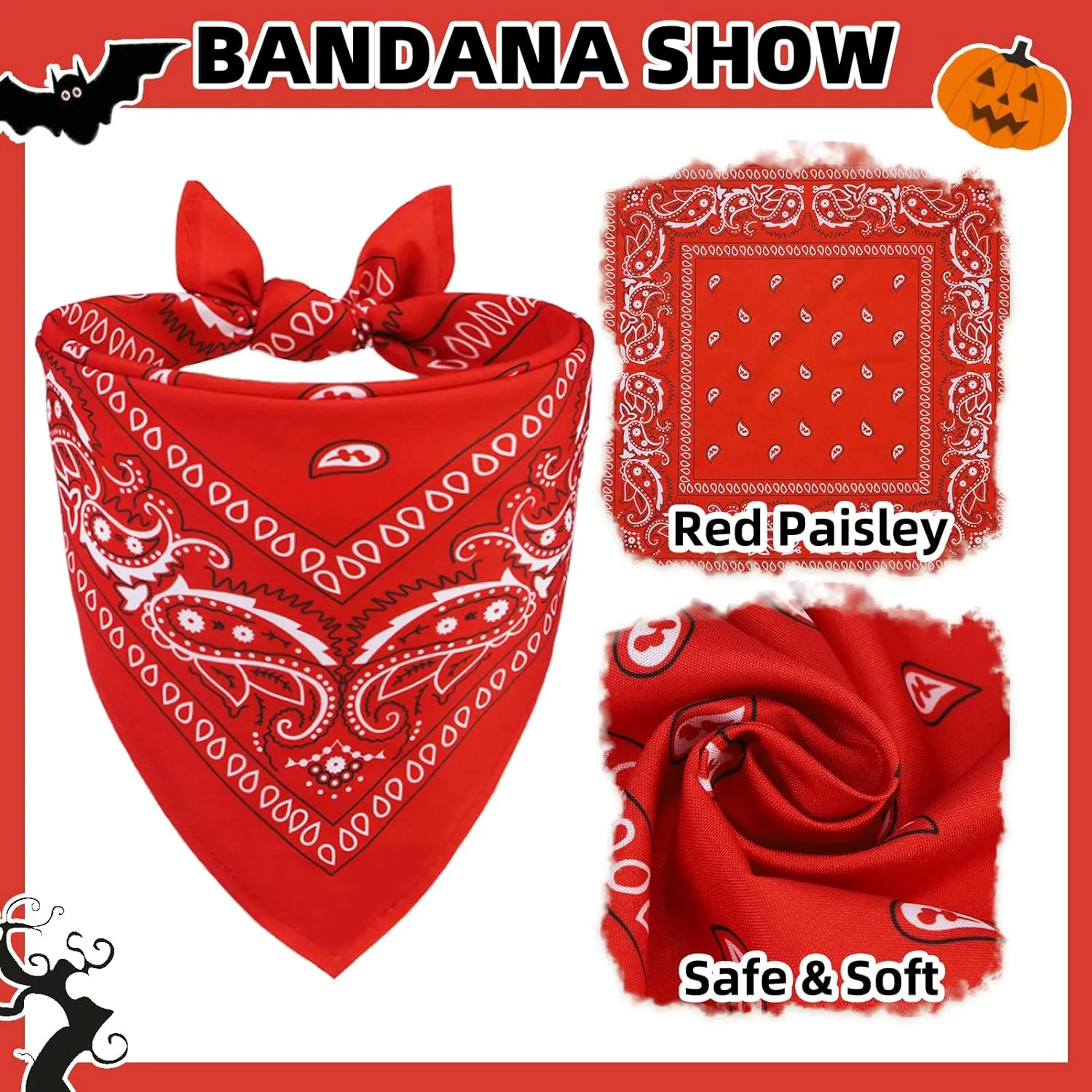 PUPTECK Paisley Dog Bandana Outfit Scarf with Cute Doggy Cowboy Hat, Halloween Costume Decorations Supplies for Small Medium Large Dogs Boy Girl Gifts, Brown & Red