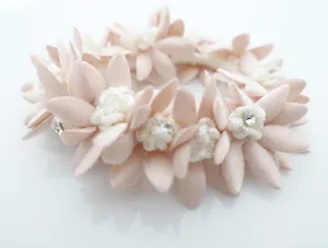 Rhinestone Hair Elastics Flower Petal Crochet Wrapped Elastic Ponytail Holder women hair accessory