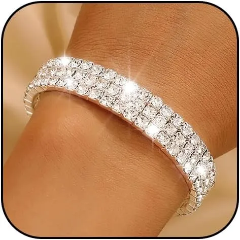 Rhinestone Open Cuff Bracelets Crystal Tennis Bangle Bracelet Prom Party Wedding Bangles Jewelry for Women