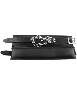 Rouge Padded Leather Adjustable Wrist Cuffs - Black