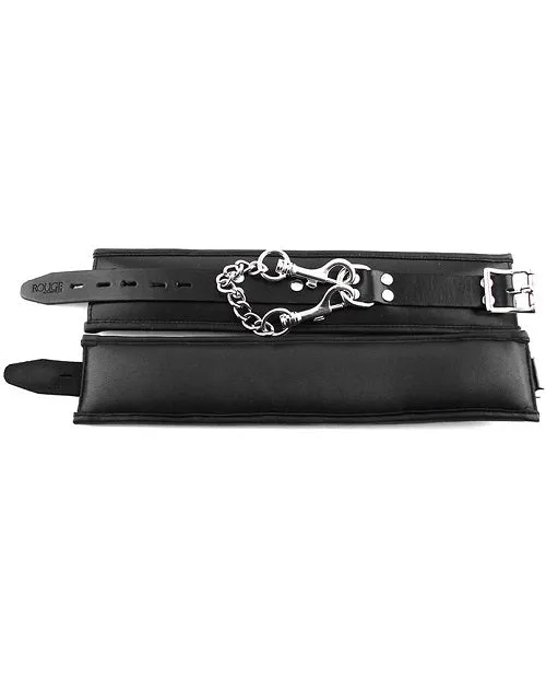 Rouge Padded Leather Adjustable Wrist Cuffs - Black
