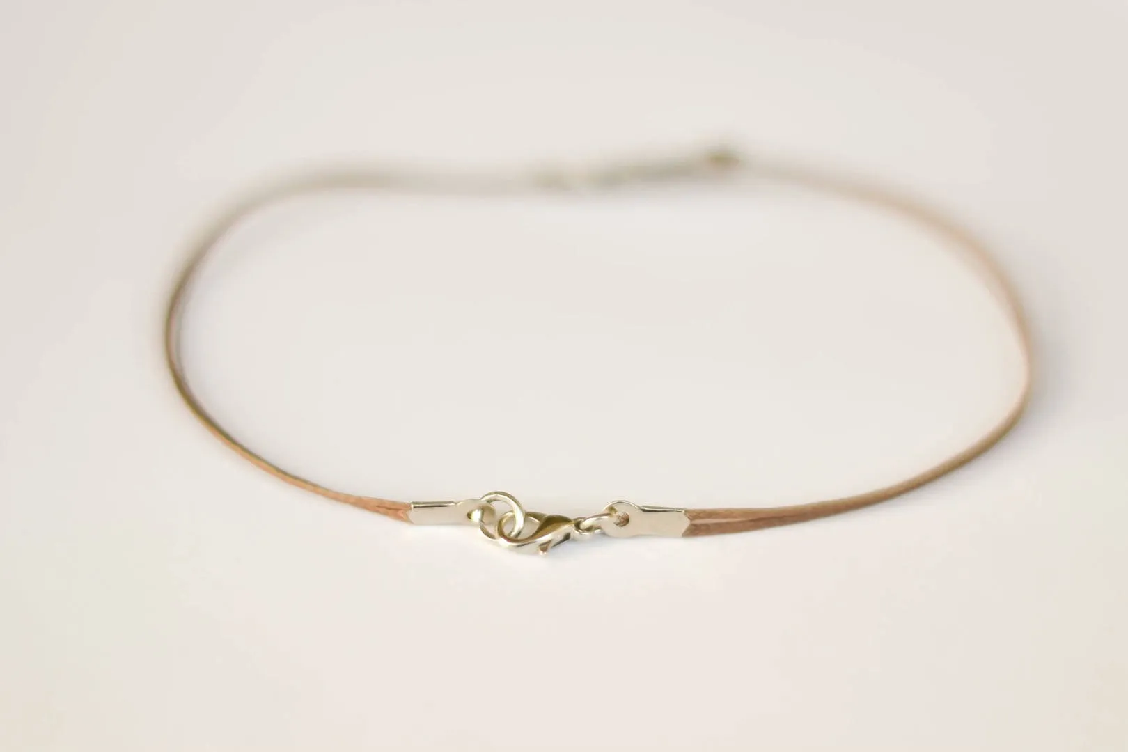 Silver Anchor anklet for men, brown cord, ankle bracelet