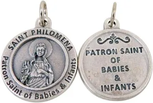 Silver Toned Base Catholic Patron Saint Medal Pendant, 3/4 Inch
