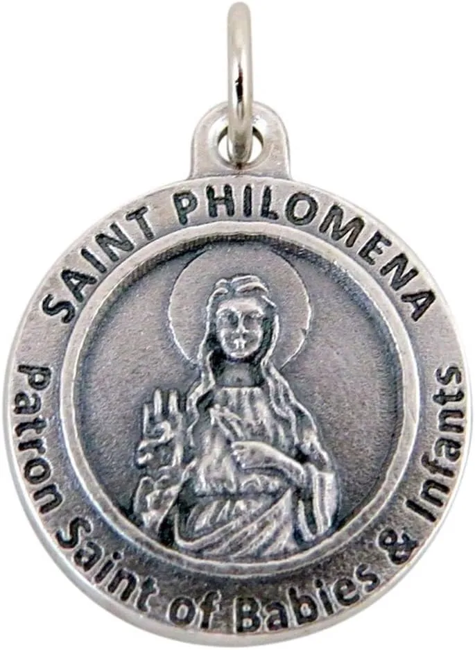 Silver Toned Base Catholic Patron Saint Medal Pendant, 3/4 Inch