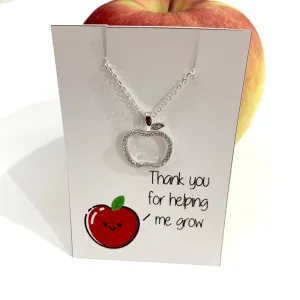 Sparkly Apple Outline Necklace