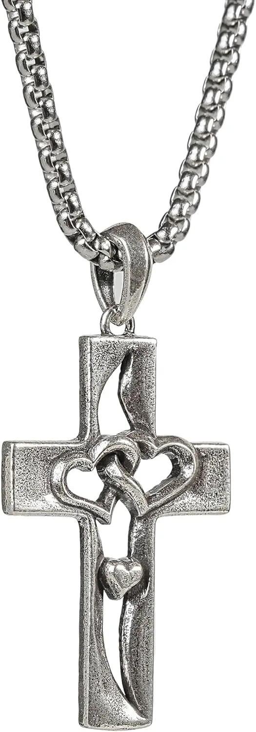 Sterling Silver Crucifix Pendant for Men, Catholic Jesus Cross Necklace for Women, 925 Sterling Silver Crucifix Necklace with Jesus Religious Gift for Easter Christmas