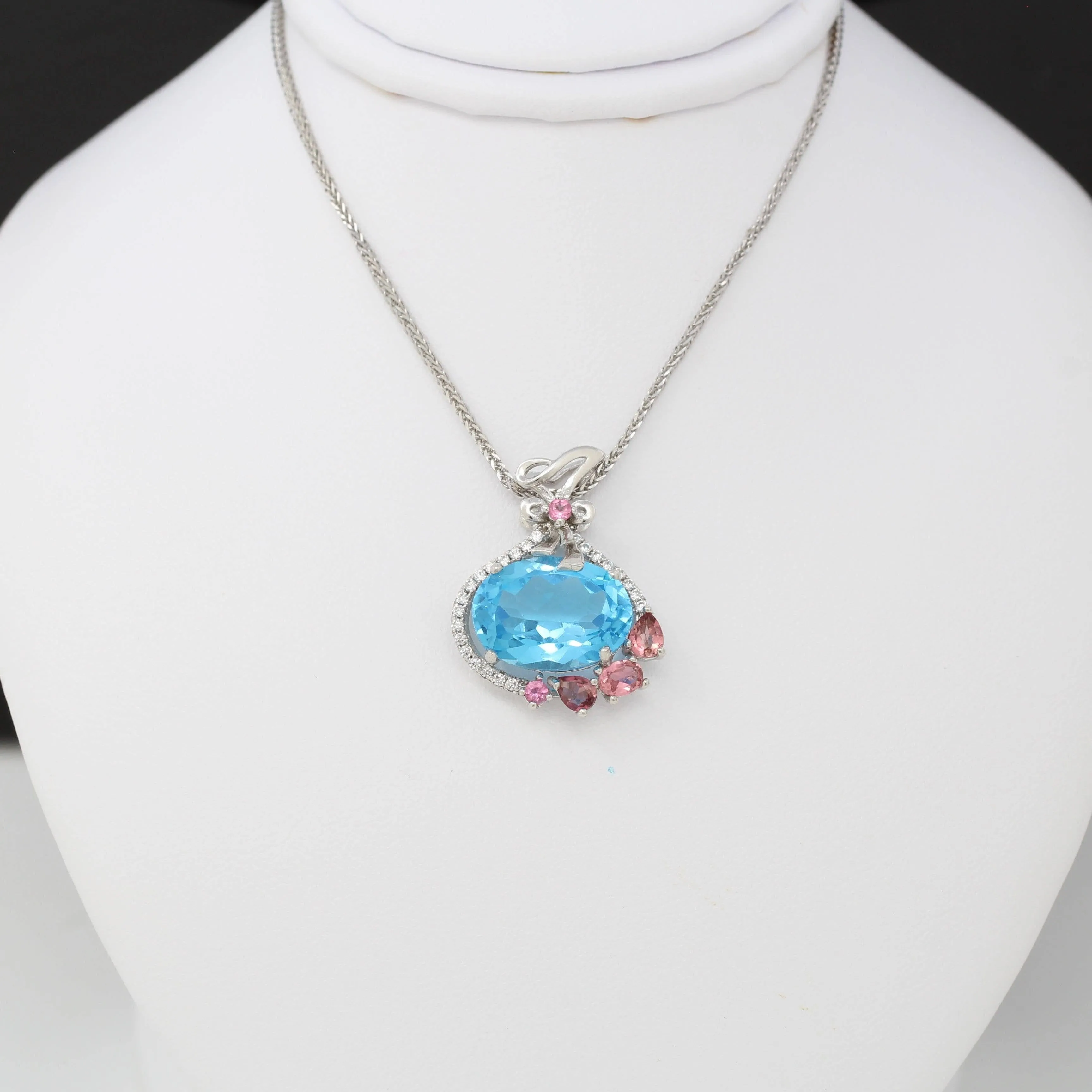 Sterling Silver Topaz Necklace With Tourmaline and Zircon Accent Stones