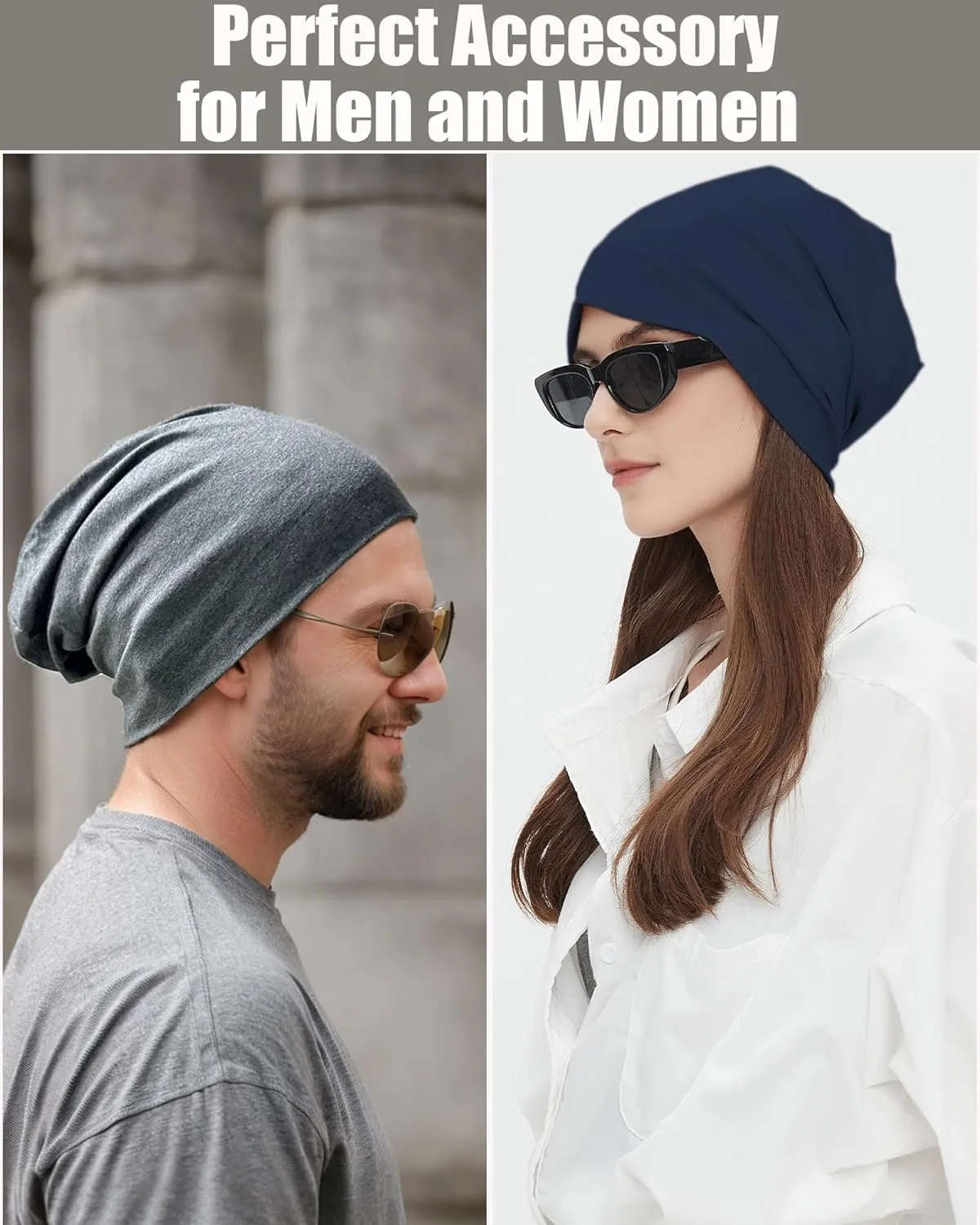 Summer T-Shirt Cotton Slouchy Beanie for Women Men Fashion Style Soft Hipster Daily Hat Lightweight Skull Sleep Cap