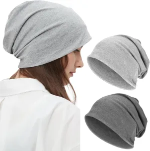 Summer T-Shirt Cotton Slouchy Beanie for Women Men Fashion Style Soft Hipster Daily Hat Lightweight Skull Sleep Cap