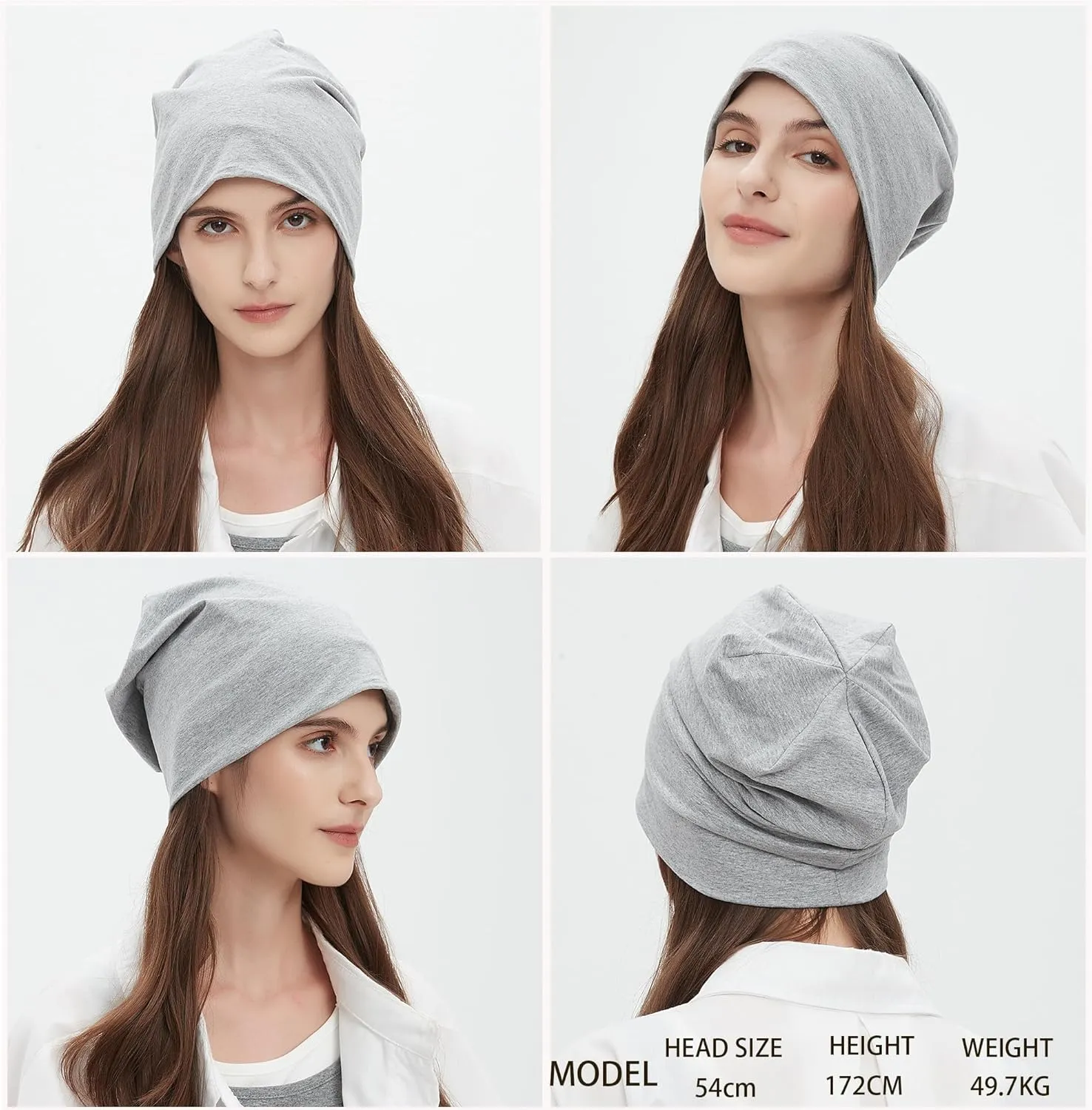 Summer T-Shirt Cotton Slouchy Beanie for Women Men Fashion Style Soft Hipster Daily Hat Lightweight Skull Sleep Cap