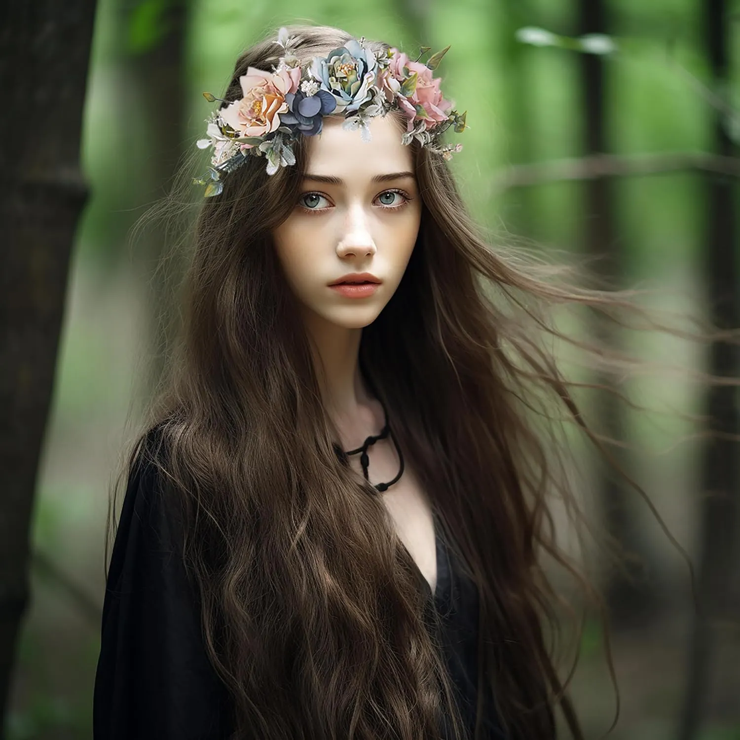 Vivivalue Floral Crown Women Flower Headband Floral Headpiece Halo Wedding Party Festival Photos
