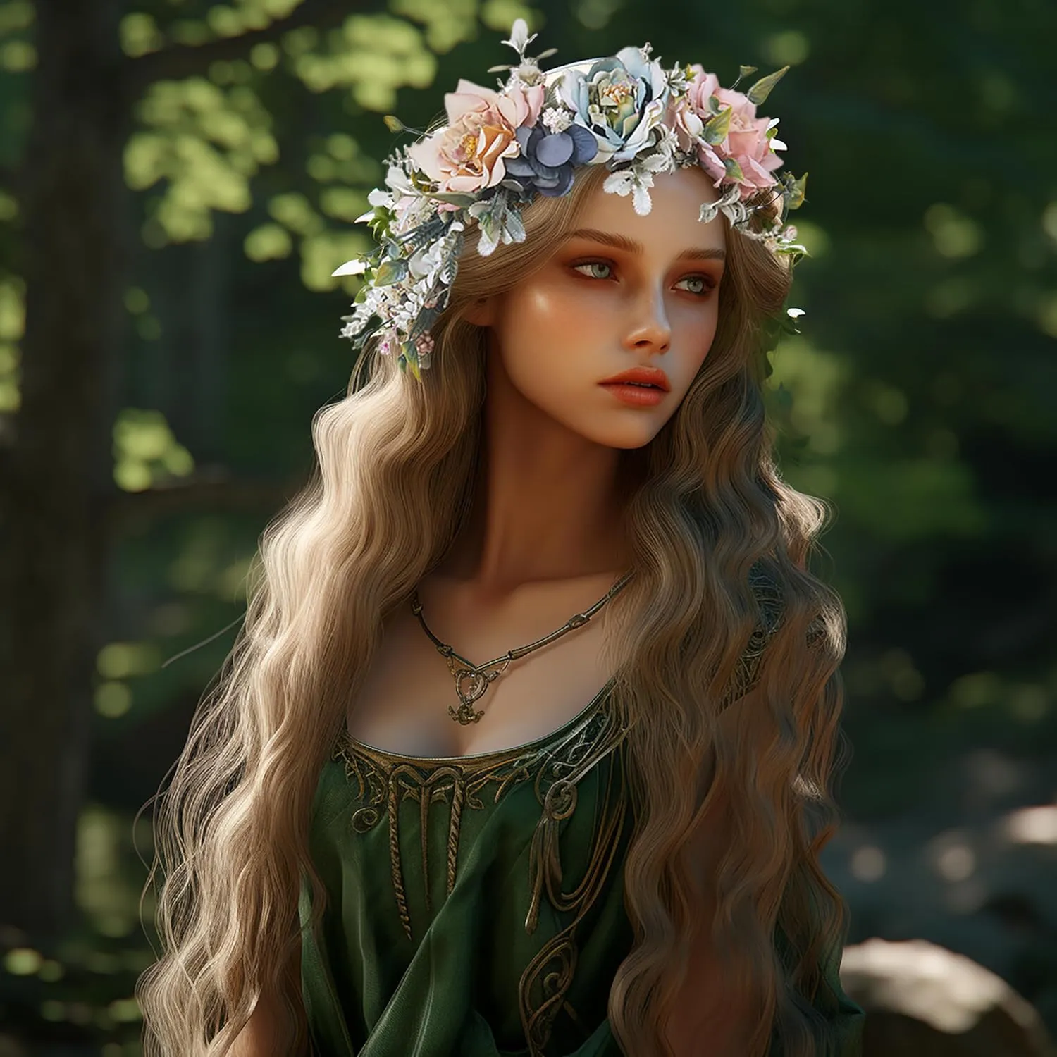 Vivivalue Floral Crown Women Flower Headband Floral Headpiece Halo Wedding Party Festival Photos