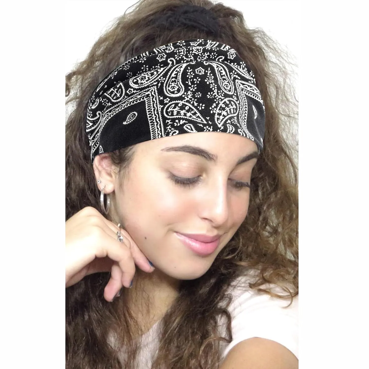Wide Headbands for Women Boho Head Wraps Knotted Turban Elastic Hairband Stylish Bandana Headband Yoga Running Sweatband Non Slip Paisley Head Bands For Women's Hair 6 Pack