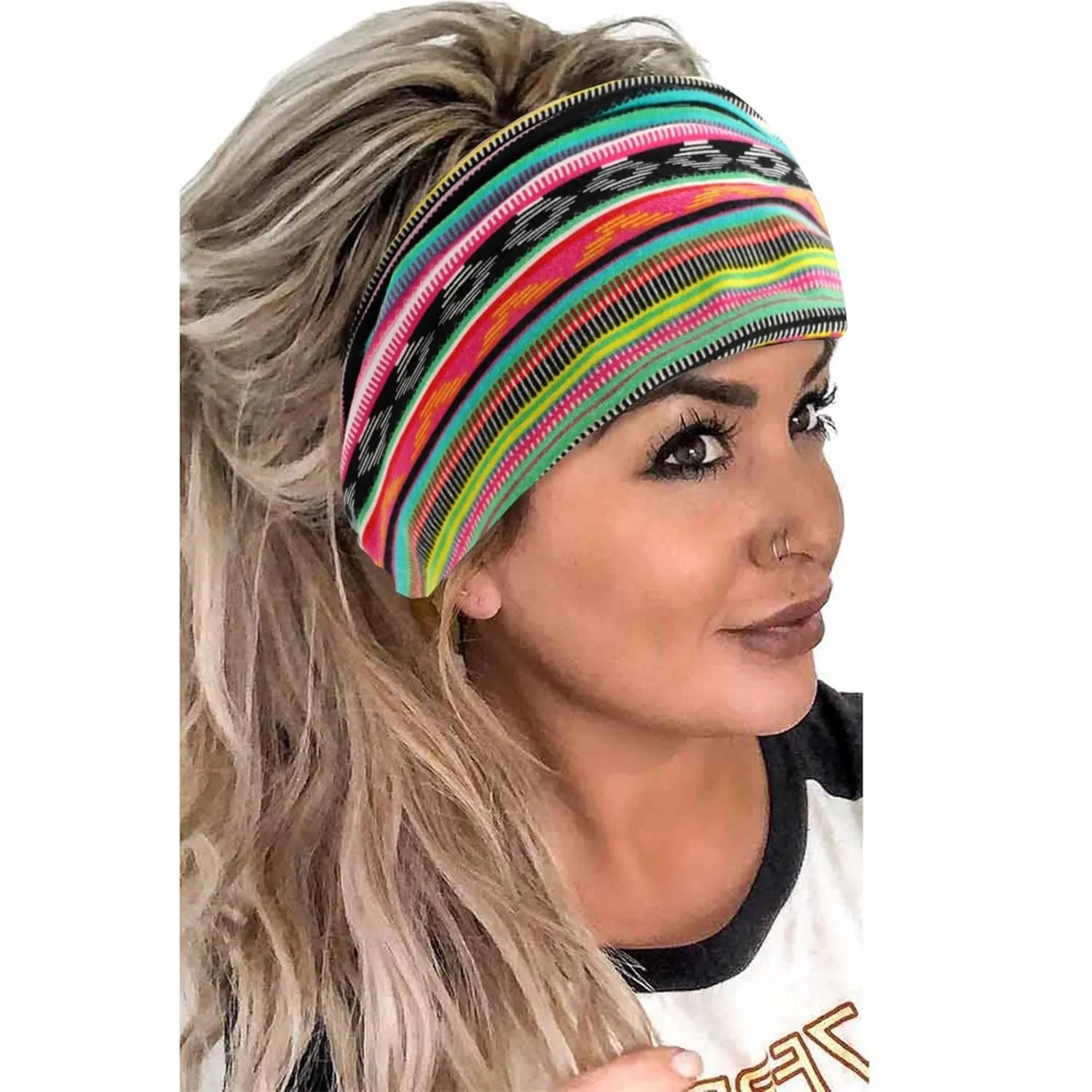 Wide Headbands for Women Boho Head Wraps Knotted Turban Elastic Hairband Stylish Bandana Headband Yoga Running Sweatband Non Slip Paisley Head Bands For Women's Hair 6 Pack