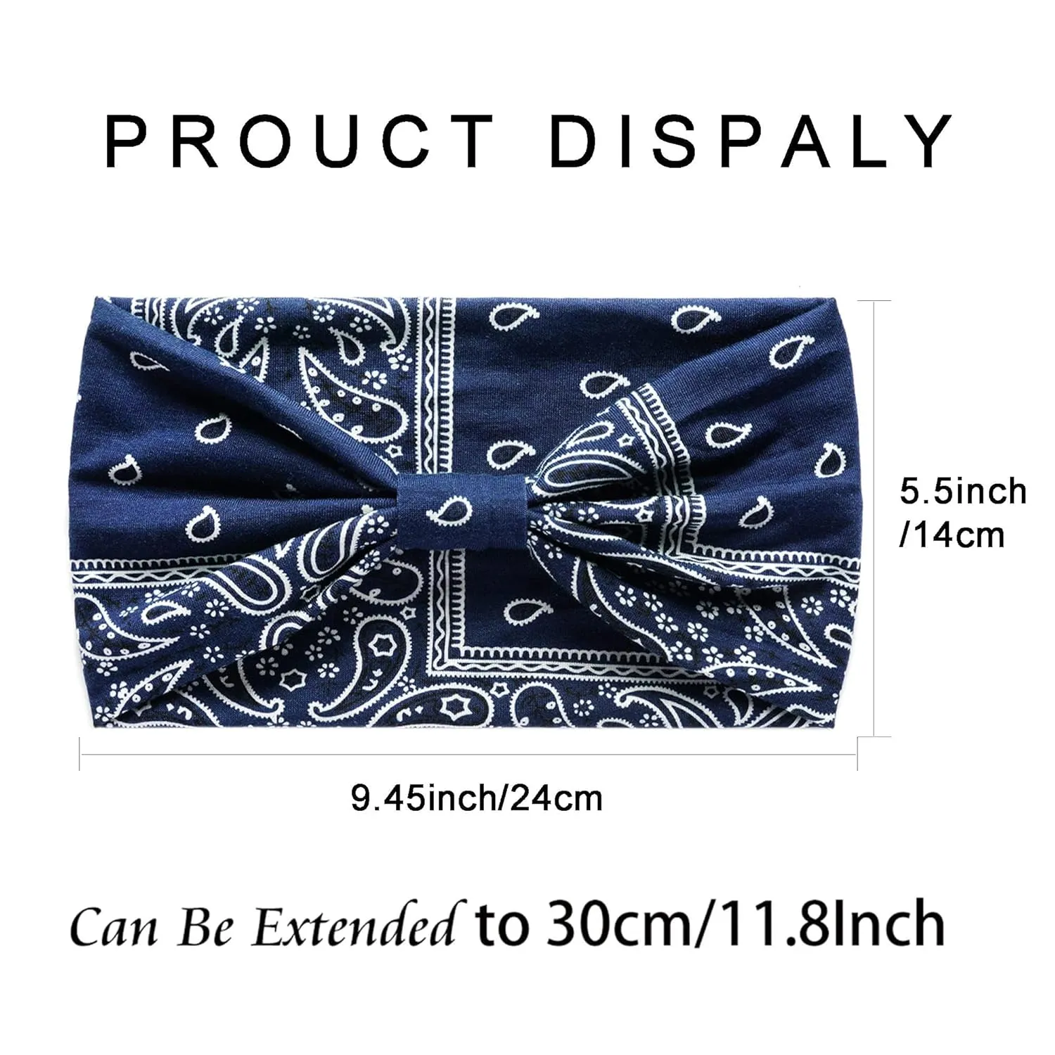 Wide Headbands for Women Boho Head Wraps Knotted Turban Elastic Hairband Stylish Bandana Headband Yoga Running Sweatband Non Slip Paisley Head Bands For Women's Hair 6 Pack