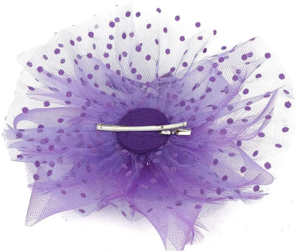 Women Fascinator Feather Flower Hair Clip Pin Brooch Corsage for Bridal Hairband Derby Hat Cocktail Party Wedding